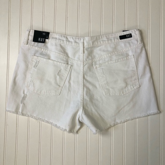 Kut from the Kloth Women's Jane High Rise White Shorts with Fray Hem Size 16 NWT - Picture 5 of 11
